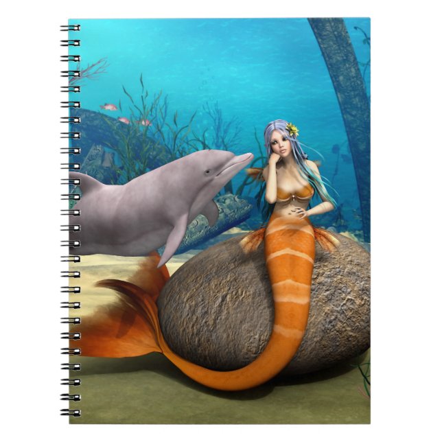 Cuaderno Arte de Fantasía Subacuática de Sirena Delfín Soña (Frente)