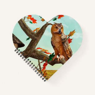 Cuaderno Arte de fauna del arce de búho de otoño