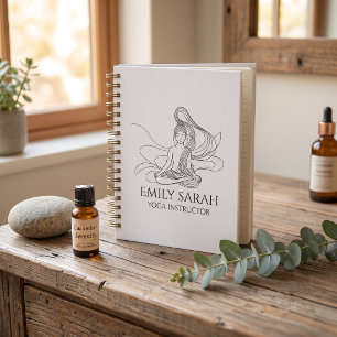 Cuaderno Arte de figura meditando en línea fluida yoga