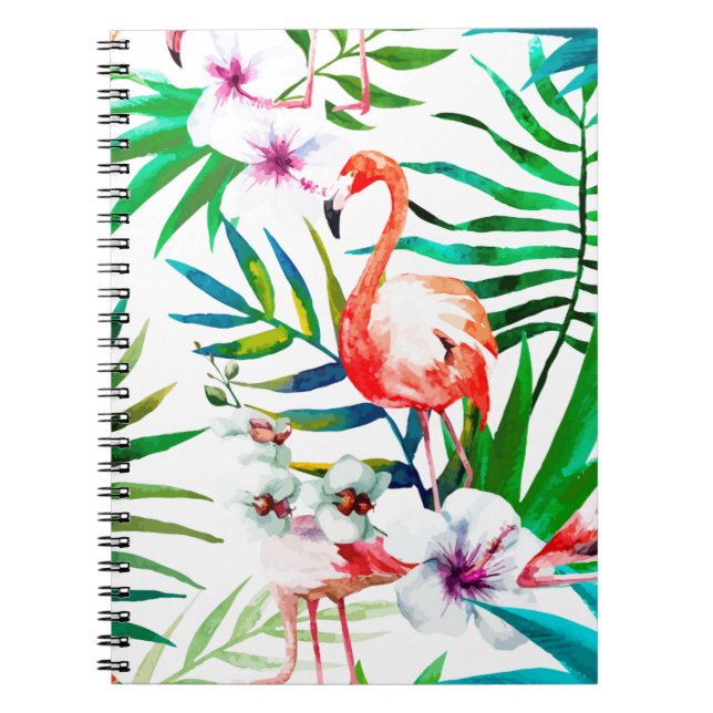 Cuaderno Arte de flamingo tropical (Frente)