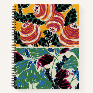 Cuaderno Arte de Flor Abstracta de Magenta y Naranja Vibran