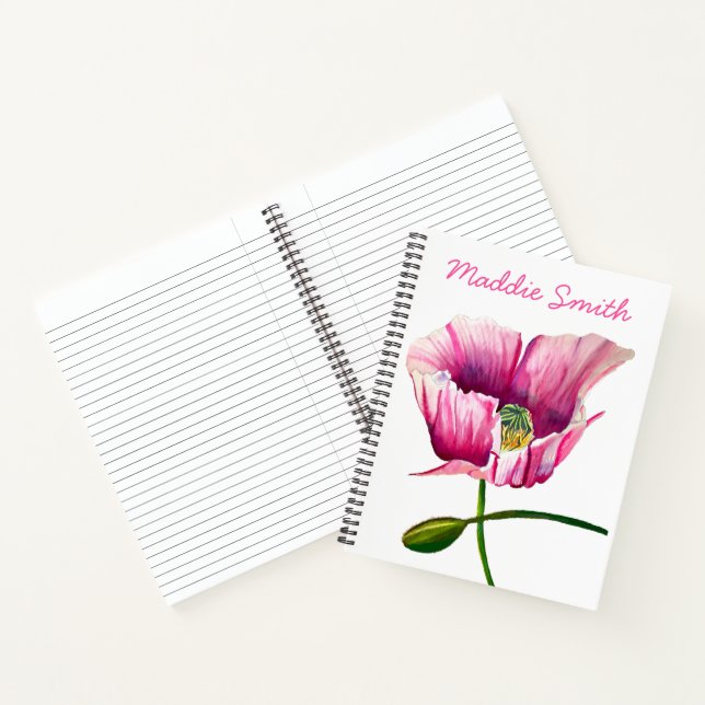 Cuaderno Arte de flor de acuarela rosa (Interior)