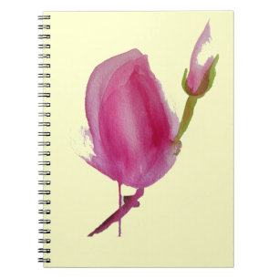 Cuaderno Arte de flores acuáticas de Magnolia rosa
