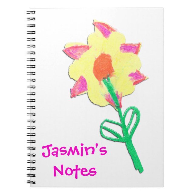 Cuaderno Arte de flores de Jasmin por niños Personalizado (Frente)