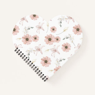 Cuaderno Arte de flores rosadas de acuarela