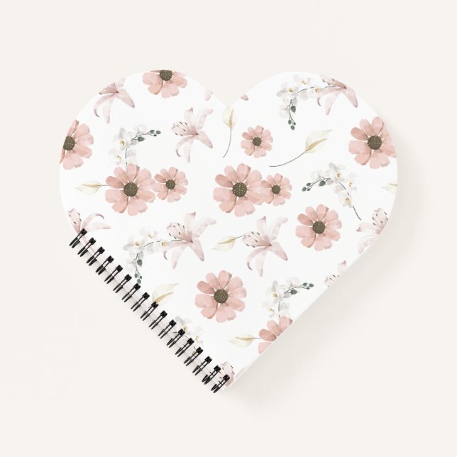 Cuaderno Arte de flores rosadas de acuarela (Anverso)
