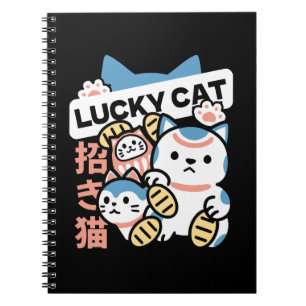 Cuaderno Arte de Gato Afortunado – Maneki Neko con Moneda d