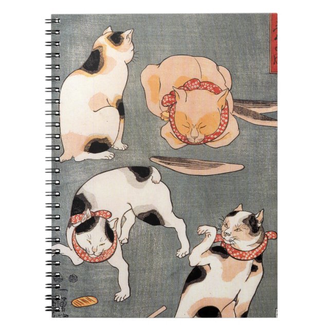 Cuaderno Arte de gato japonés vintage (Frente)