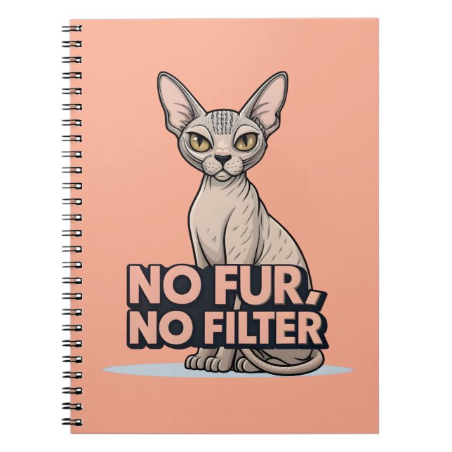 Cuaderno Arte de gato Sphynx sin pelo y sin filtros Actitud (Frente)