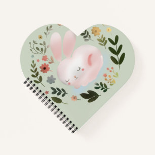 Cuaderno Arte de guardería de corona floral de conejito de 