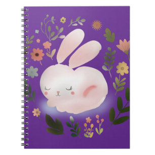 Cuaderno Arte de guirnalda floral de conejito de primavera 
