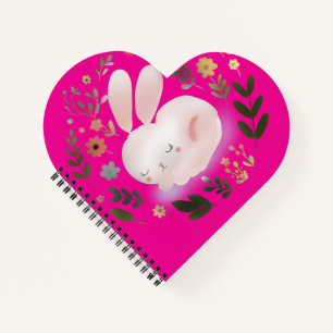 Cuaderno Arte de guirnalda floral de conejito de primavera 