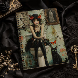 Cuaderno Arte de Halloween caprichoso de hada gótica y gato