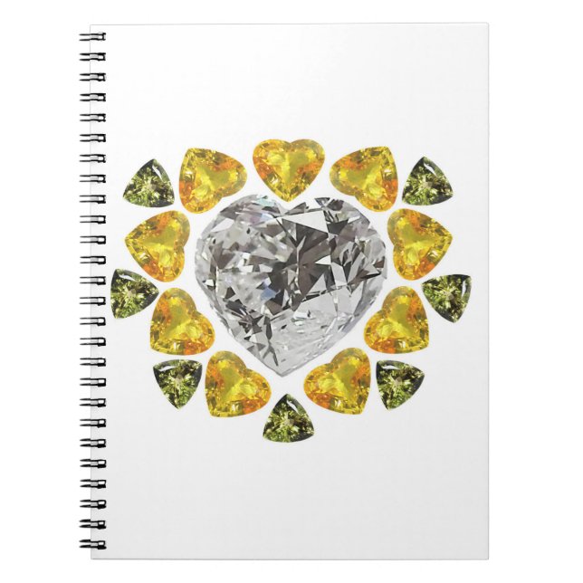 Cuaderno Arte de Heart Diamond Gemstone (Frente)