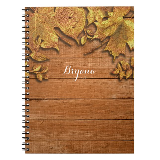 Cuaderno Arte de hoja de oro falso de otoño Elegante otoño (Frente)