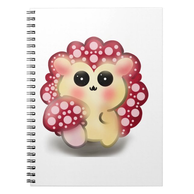 Cuaderno Arte de hongo rojo kawaii lindo erizo seta (Frente)