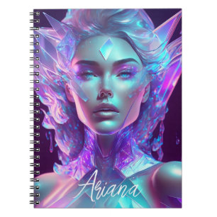 Cuaderno Arte de IA Hermoso Mujer de Vidrio Helado y Bonito