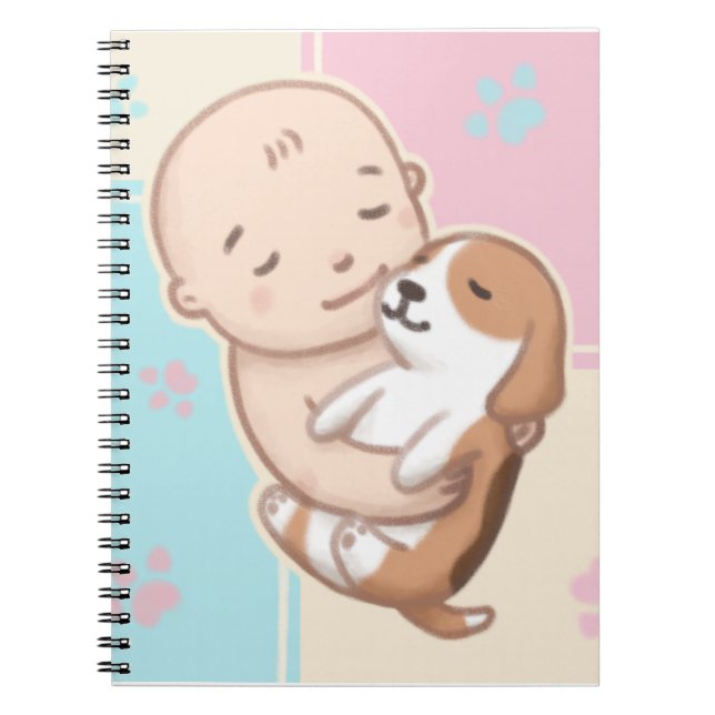 Cuaderno Arte de Ilustracion de perro y bebé (Frente)