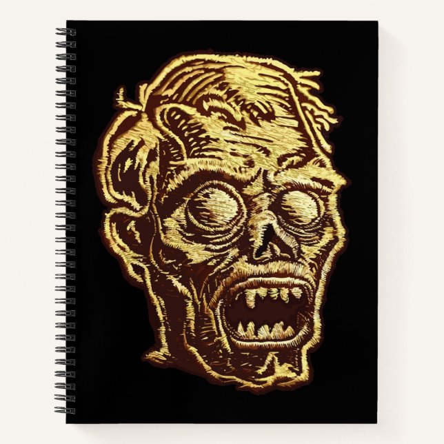 Cuaderno Arte de Insignia Bordada de Zombie Dorado (Anverso)