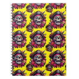 Cuaderno Arte de la calavera del azúcar - Calavera pirata j