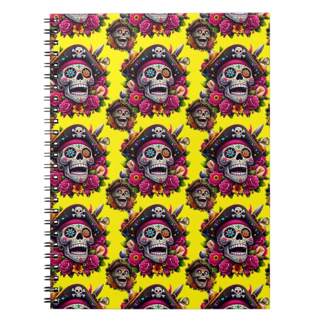 Cuaderno Arte de la calavera del azúcar - Calavera pirata j (Frente)