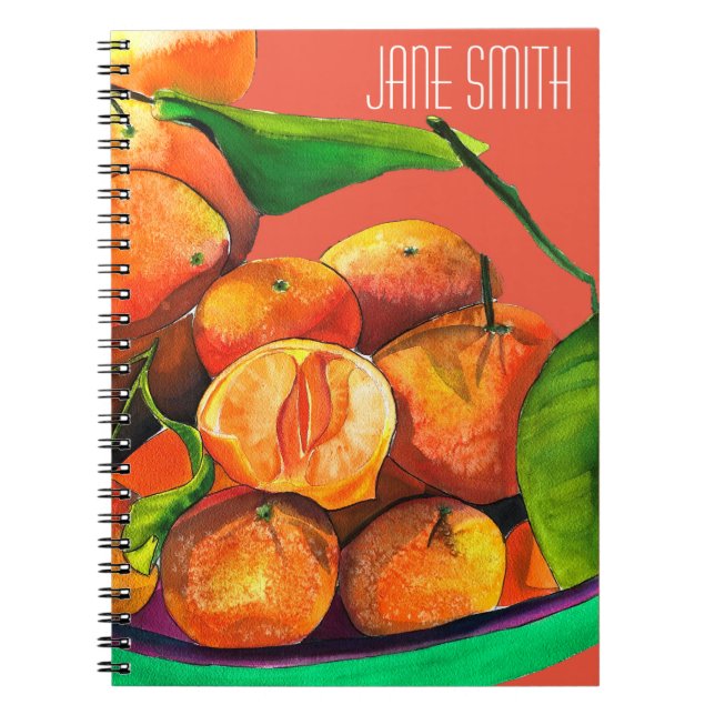 Cuaderno Arte de la fruta de la acuarela del naranja mandar (Frente)