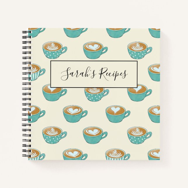 Cuaderno Arte de latte en tazas de café azul (Anverso)