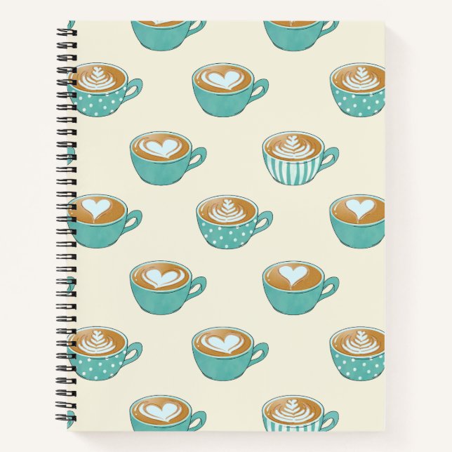 Cuaderno Arte de latte en tazas de café azul (Anverso)