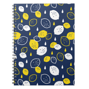 Cuaderno Arte de limón azul de la marina - Diseño de cítric