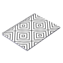 Cuaderno Arte de línea blanca y negra, cuadrados concéntric