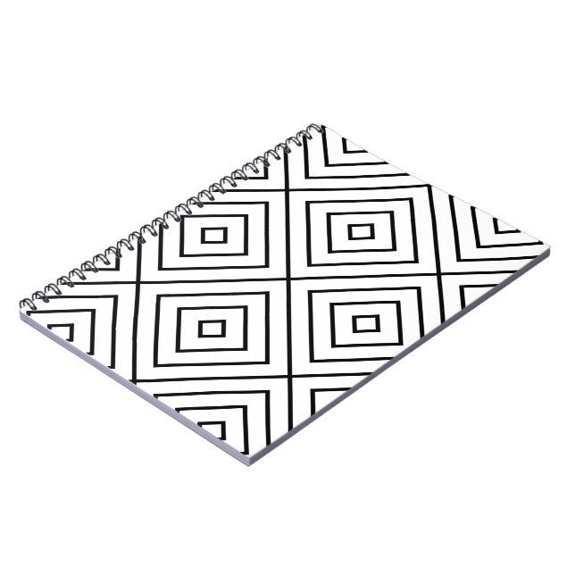 Cuaderno Arte de línea blanca y negra, cuadrados concéntric (Lado Izquierdo)