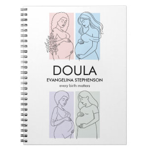 Cuaderno Arte de Línea de Pastel Personalizado DOULA