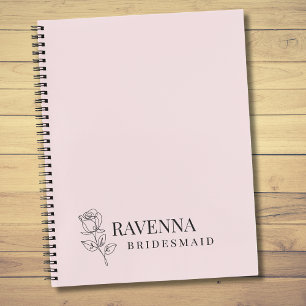Cuaderno Arte de Línea de Rosa Rosa Luxe con Nombre Persona