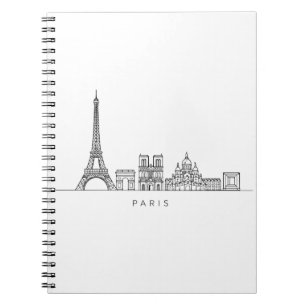 Cuaderno Arte de línea del horizonte minimalista de París