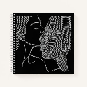 Cuaderno Arte de línea en negro y blanco de pareja