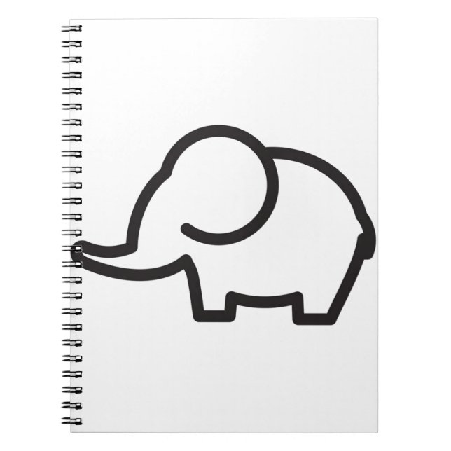 Cuaderno Arte de línea estilizado de elefante (Frente)