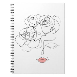 Cuaderno Arte de línea floral: Mujer mínima.