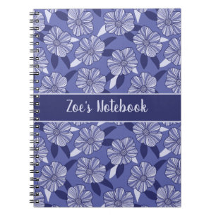 Cuaderno Arte de línea floral personalizado con nombre
