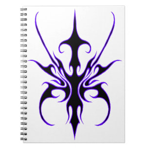 Cuaderno Arte de línea tribal negro y púrpura feroz