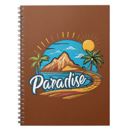 Cuaderno Arte de logotipo de isla paradisíaca tropical