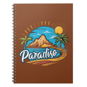 Cuaderno Arte de logotipo de isla paradisíaca tropical