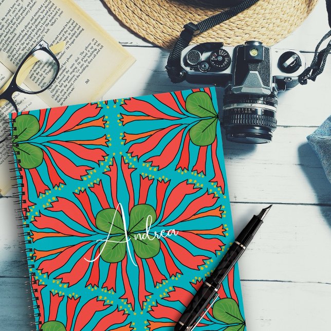 Cuaderno Arte de madreselva coral personalizado botánico (Subido por el creador)