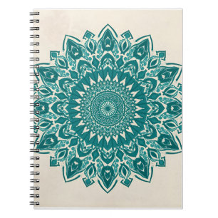 Cuaderno Arte de Mandala árabe - Geométrico Verde azulado y