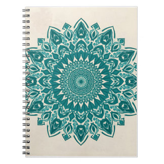 Cuaderno Arte de Mandala árabe - Geométrico Verde azulado y