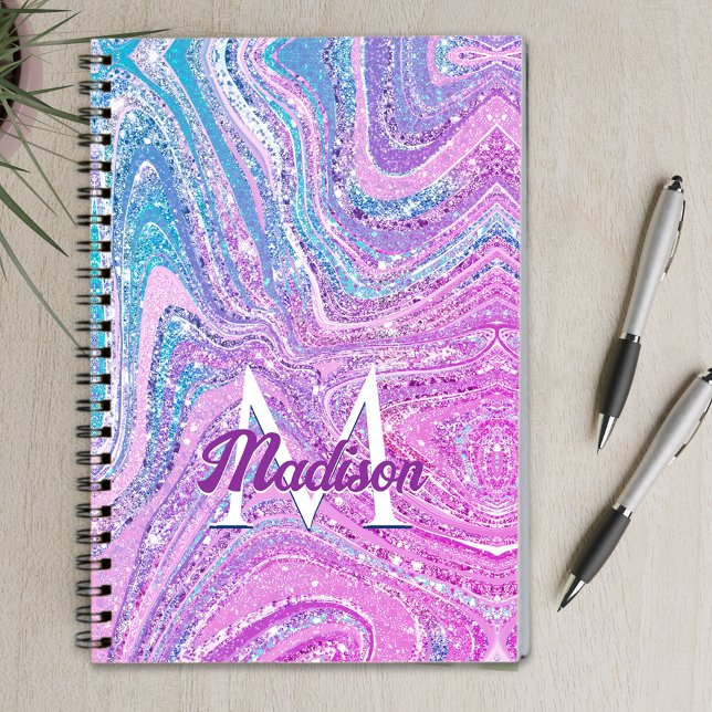 Cuaderno Arte de mármol de unicornio brillante arcoíris fem (Subido por el creador)