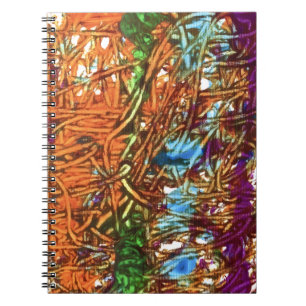 Cuaderno Arte de mármol naranja, verde, azul y púrpura