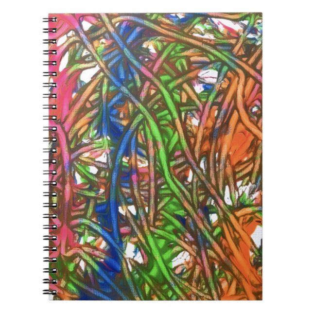 Cuaderno Arte de mármol rosa, azul, verde, naranja (Frente)