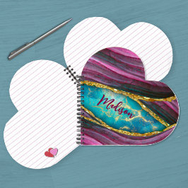 Cuaderno Arte de mármol rosa elegante purpurina de oro fals