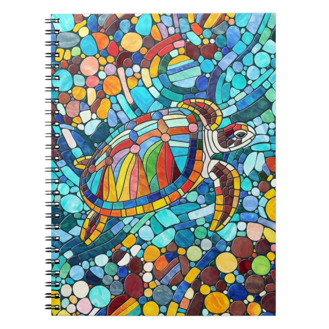 Cuaderno Arte de mosaico colorido de la tortuga (Frente)