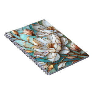 Cuaderno Arte de mosaico floral de vidrio emplomado elegant